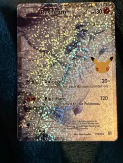 Pokemon Reshiram 113/114 Celebrations Classic Collection Full Art Holo Outrage - Image 1