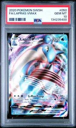 2020 POKEMON SWORD & SHIELD #050 FULL ART/LAPRAS VMAX PSA 10 - Image 1