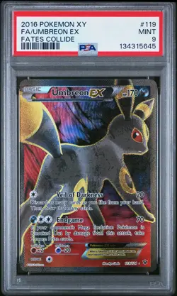 2016 POKEMON XY FATES COLLIDE #119 FULL ART/UMBREON EX PSA 9 - Image 1