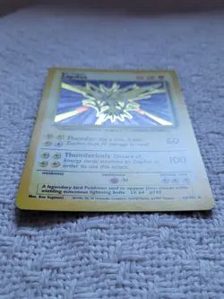 Pokemon 1999 Zapdos 16/102 Base Set Holo Rare - NM Front / LP Back (Tiny Crease) - Image 3