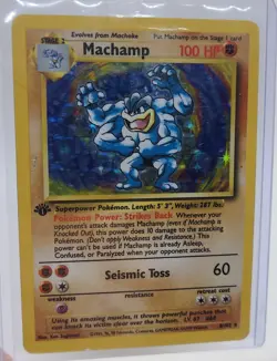 FIRST EDITION MACHAMP BASE SET RARE HOLO POKEMON CARD 8/102 ORIGINAL 1ST ED - Image 1
