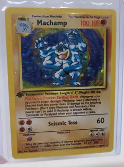 FIRST EDITION MACHAMP BASE SET RARE HOLO POKEMON CARD 8/102 ORIGINAL 1ST ED - Image 2