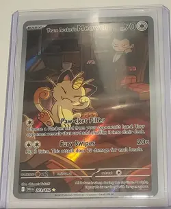Pokemon TCG Team Rockets Meowth 203/182 Destined Rivals Illustration Rare - Image 1
