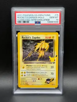 2021 Pokemon SWSH Celebrations Rocket's Zapdos Classic Collection #15/132 PSA 10 - Image 1