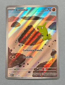 Pokemon TCG Larvitar Sv03: Obsidian Flames Holo Illustration Rare Card 203/197 - Image 1