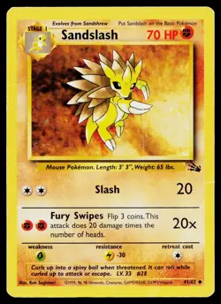 Sandslash 41/62 Uncommon Fossil Pokemon Heavily Played - Image 1