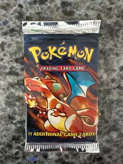 1999 Pokemon Base Set Unlimited Booster Pack-Charizard Art-Short Crimp-Sealed - Image 1