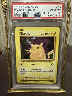 2016 POKEMON XY EVOLUTIONS CRACKED ICE #35 PIKACHU-HOLO PSA 10 - Image 1