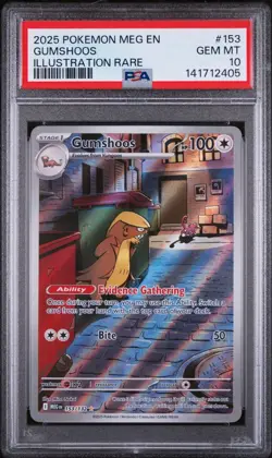 Gumshoos Illustration Rare Pokemon Meg En-Mega Evolution 153/132 PSA 10 - Image 1