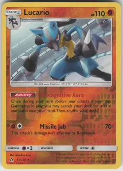 Lucario Reverse Holo 67/156 Holo Rare SM - Ultra Prism Pokemon - Image 1