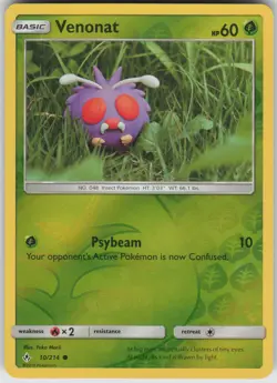 Venonat (10) Reverse Holo Common SM - Unbroken Bonds 10/214 Pokemon - Image 1
