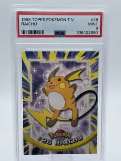 1999 Topps Pokemon - Raichu #26 - Topps T.V. Series - Black Logo - PSA 9 Mint - Image 1
