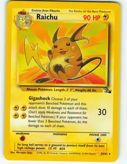 Raichu - 29/62 Fossil Set - Pokemon TCG - 1999 - Image 1