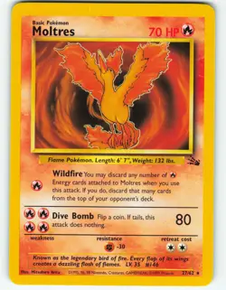 Moltres - 27/62 Fossil Set - Pokemon TCG - 1999 - Image 1