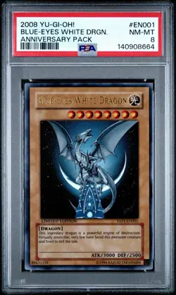 2008 Yu-Gi-Oh! Blue-Eyes White Dragon Anniversary Pack YAP1 Limited Ultra PSA 8 - Image 1