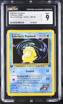 CGC 9 MINT Sabrina's Psyduck Gym Challenge 1st Edition 99/132 Pokemon Card - Image 1