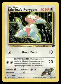 Pokemon Tcg Sabrina's Porygon #98 Pokemon Gym Challenge LP - Image 1