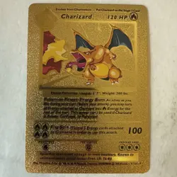 Pokemon Charizard Gold Foil Fan Art Textured Card 1999 04/102 HP120 - Image 1