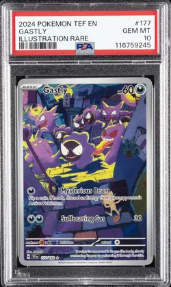 2024 POKEMON TEF EN-TEMPORAL FORCES ILLUSTRATION RARE #177 GASTLY PSA 10 - Image 1