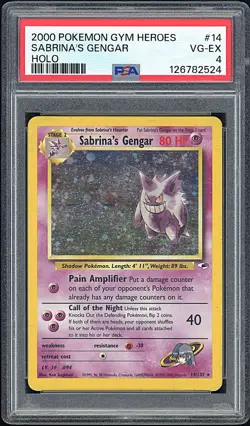 SABRINA'S GENGAR 2000 Pokemon Gym Heroes Holo with Swirl #14 - PSA 4 -524 - Image 1
