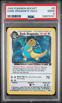 2000 Pokemon Rocket Dark Dragonite Holo Holo Team Rocket PSA 2 #5 - Image 1