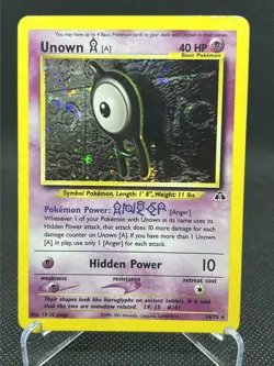Pokemon TCG Unown A 14/75 Neo Discovery Unlimited Holo Rare WOTC (MP) - Image 1