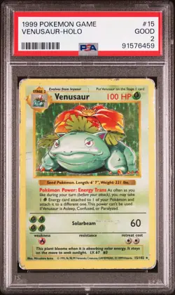 Venusaur #15/102 Holo PSA 2 - 1999 Pokemon Base Set Shadowless (Label error) - Image 1