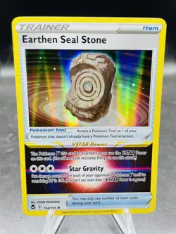 Pokemon Earthen Seal Stone 154/195 Silver Tempest Holo Rare NM - Image 1