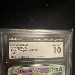 Pokemon Unown VSTAR CGC 10 Ultra Rare 066/195 Silver Tempest Holo 2022 - Image 2