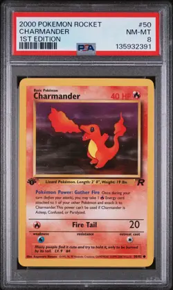 2000 POKEMON ROCKET 1ST ED #50 CHARMANDER PSA 8 - Image 1