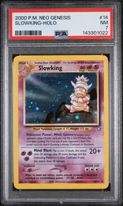 2000 POKEMON NEO GENESIS #14 SLOWKING-HOLO PSA 7 - Image 1