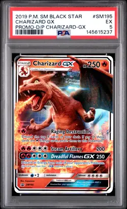 2019 POKEMON SM BLACK STAR PROMO #SM195 CHARIZARD GX PSA 5 - Image 1