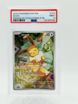 2025 Pokemon SVP EN-SV BLACK STAR PROMO 173 EEVEE Prismatic Evolutions ETB PSA 9 - Image 1