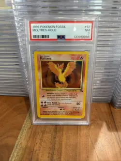 PSA 7 Moltres Holo 1999 Pokemon Fossil Set #12 WOTC Unlimited NM - Image 1
