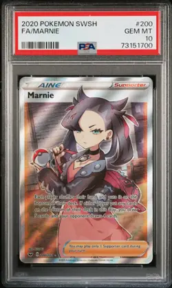 2020 Pokemon Sword & Shield Marnie Full Art PSA 10 #200 - Image 1