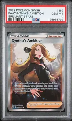 PSA 10 CYNTHIA'S AMBITION 169 BRILLIANT STARS SWORD & SHIELD TRAINER POKEMON - Image 1