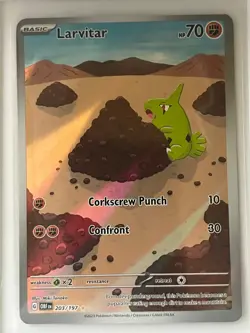 Larvitar 203/197 Illustration Rare Obsidian Flames Pokemon Holo Near Mint - Image 1