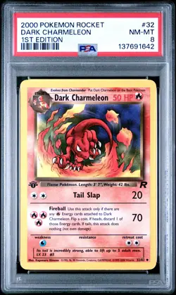 2000 POKEMON ROCKET 1ST ED #32 DARK CHARMELEON PSA 8 - Image 1