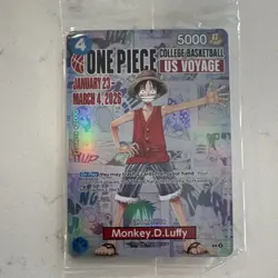 Bandai One Piece CCG Monkey.D.Luffy Promo Holo Card US Voyage P-055 - Image 1