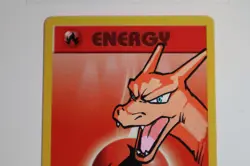 Pokemon TCG Base Set Unlimited Fire Energy with Charizard Sketch by Creees Lee - Image 3