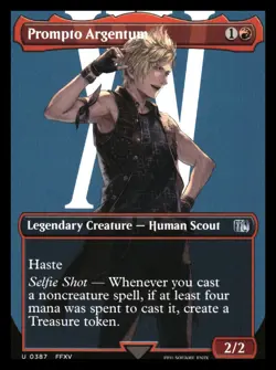 Prompto Argentum BORDERLESS Final Fantasy MTG NM+ - Image 1