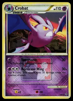 Pokemon Card - Crobat Crosshatch Unleashed League Promo 14/95 Reverse Holo - Image 1