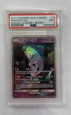 Shining Mewtwo GX 78/73 Secret Rare 2017 Pokemon Shining Legends PSA 9 - Image 1