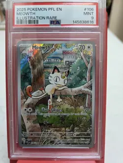 Pokemon TCG Meowth IR 106/094 Phantasmal Flames PSA 9 - Image 1