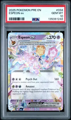 2025 POKEMON PRE EN-PRISMATIC EVOLUTIONS #034 ESPEON EX PSA 10 - Image 1