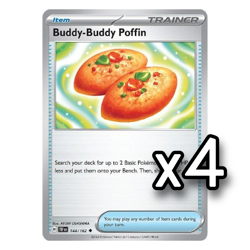 4x Buddy-Buddy Poffin 144/162 - SV05: Temporal Forces Pokemon Playset x4 - Image 1