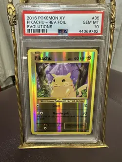 2016 Pokemon XY Evolutions Reverse Foil Holo Pikachu #35/108 Rare PSA 10 - Image 1