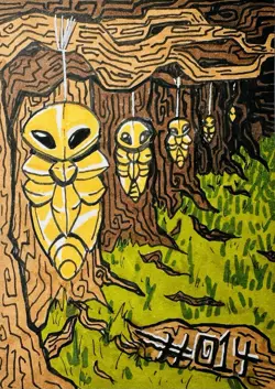 Favorite Pokemon Mini-Lot: Kakuna Un/Common TCG Sticker and Original Art - Image 2