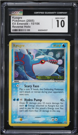 2005 Pokemon EX Emerald Reverse Holo Kyogre #15 CGC 10 GEM MINT - Image 1