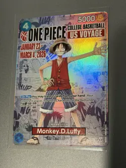 SEALED One Piece Monkey D. Luffy US Voyage Gonzaga College Basketball Promo Card - Image 1